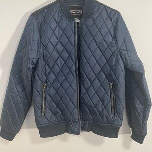 Men’s  Quilted Navy Bomber Jacket Medium